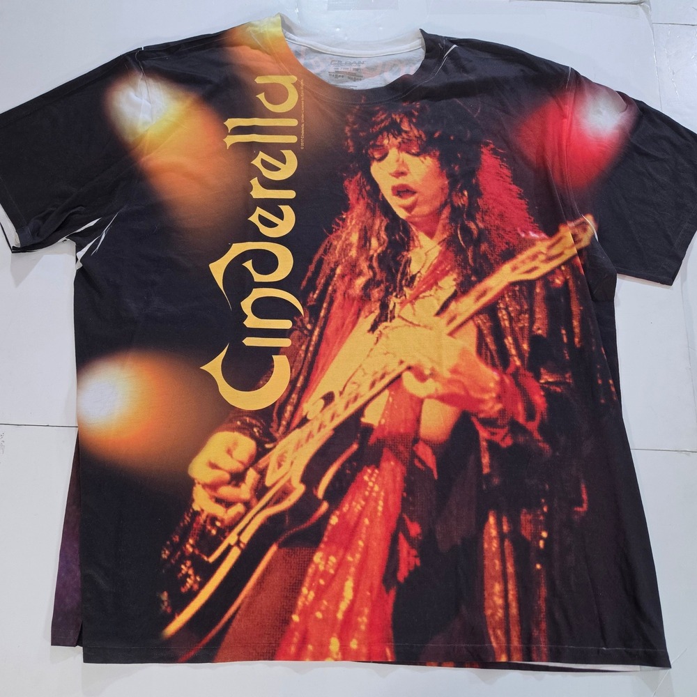 Cinderella Band T-Shirt Mens 2XL All Over Print Tom Keifer Rock Tee 2017 Gildan